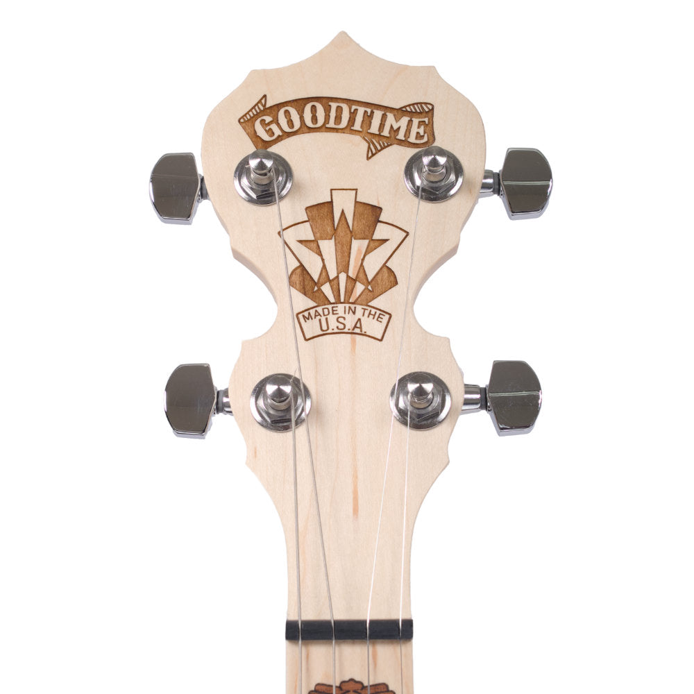 Deering Goodtime Two 17-Fret Tenor Banjo - Peghead front - Straight on