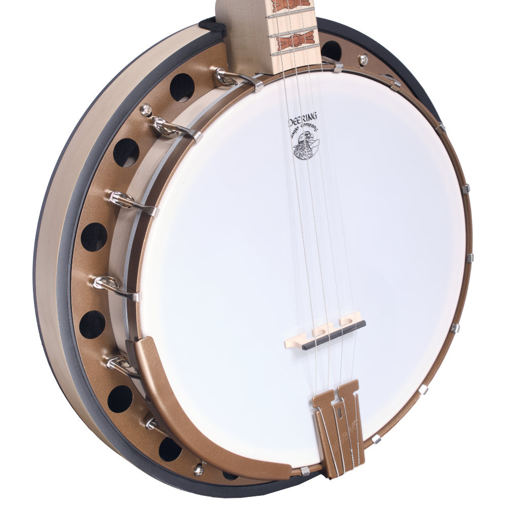 Deering Goodtime Two 17-Fret Tenor Banjo - neck and pot - slight angle