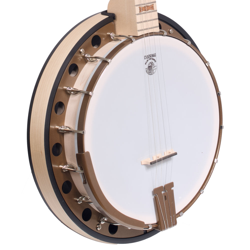 Goodtime Two 19-Fret Tenor Banjo pot from the left