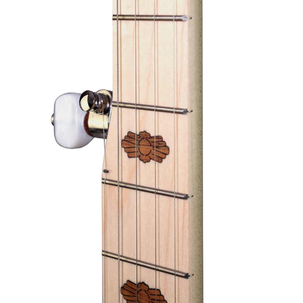 New 2025 Goodtime 5-String Banjo - wooden inlays - angle