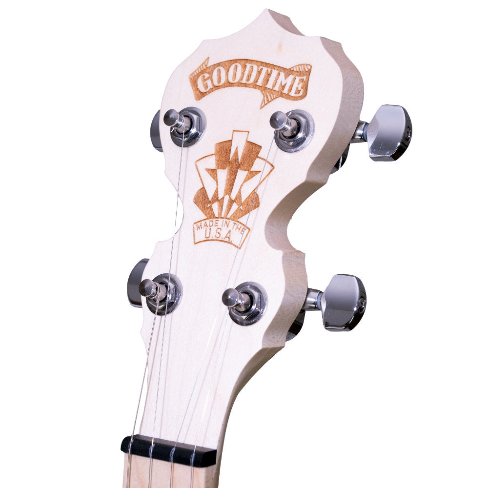 Goodtime Two 5-String Banjo - front - straight - peghead - right - angle