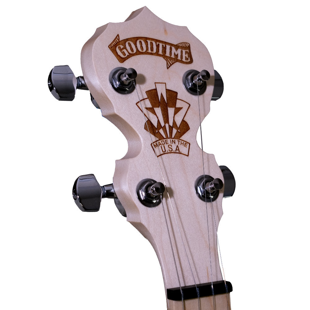 Goodtime Two 5-String Banjo - front - straight - peghead - angle - left