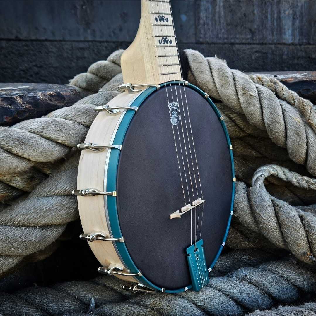 Swept Away Broadway Play Goodtime Banjo Drum with Matte Black Drum Head and Teal Metal Powder Finish