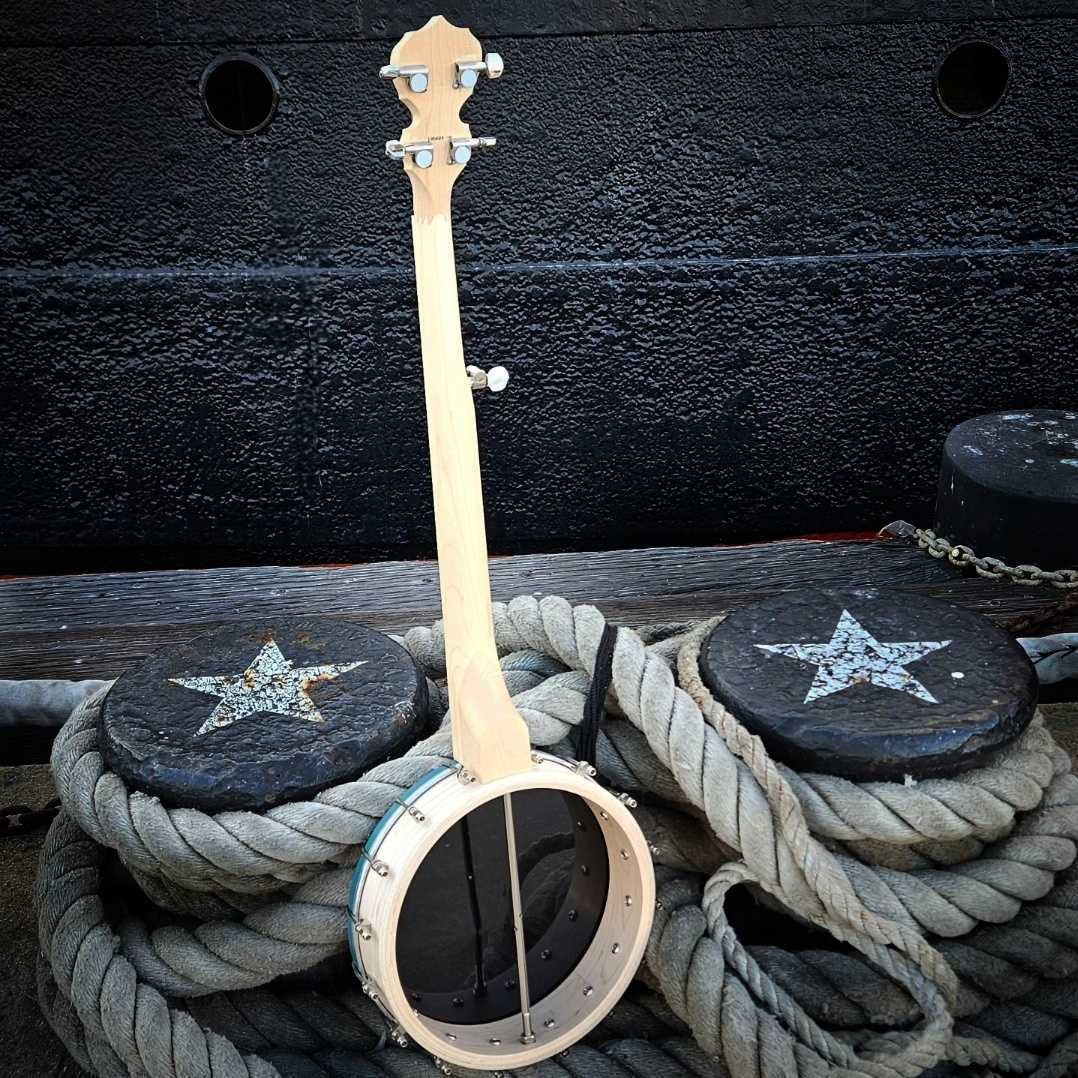 Swept Away Broadway Play Goodtime Banjo Full Back Shot showing the Natural Maple Wood